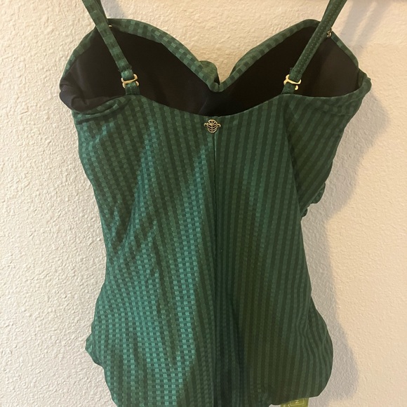 Estivo Strapless Control Green Check Swimsuit- Med - Picture 10 of 11